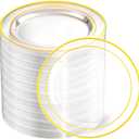 bUCLA 100 Pieces Clear Gold Plastic Plates Disposable - 6.25 Inch Clear Plastic Dessert Plates with Gold Trim for Party, Wedding & Thanksgiving