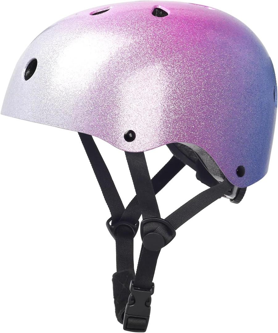Toddler Kids Bike Helmet,Adjustable for Child Boys Girls,Multi-Sport & Ventilation for Bicycle Scooter Skateboard Skate (S: 48-54 cm / 18.9"-21.3", Sparkly Rainbow Gradient)