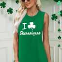 St Patricks Day Shirt Women Shamrock Heart Tank Tops Casual Lucky Clover Sleeveless Shirts