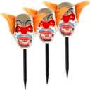 Halloween Animatronics Clown Stakes Decorations, 3Pack Scary Talking Pathway Markers with Sound Activated, Light Up Eyes, Move Mouth, Holiday Horror Prop, Haunted Animated Decor for Lawn Yard, Outdoor