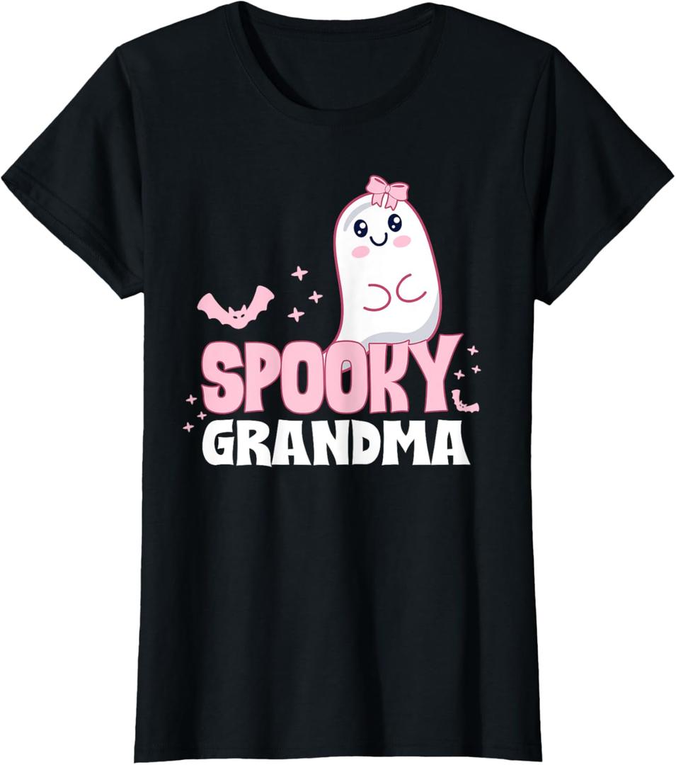 Spooky Grandma Family Cute Pink White Ghost Boo Halloween T-Shirt
