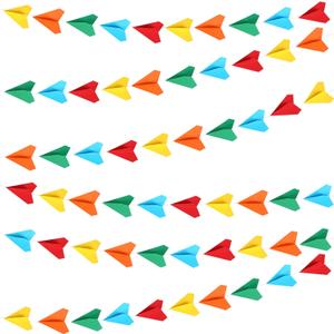 Janlaugh 6 Pcs Airplane Garland Colored Paper Plane Banner 3D Air Force Streamers Aviation Airplane Birthday Party Decorations Aircraft Backdrop for Home Classroom Hanging Decor Supplies (Colorful)