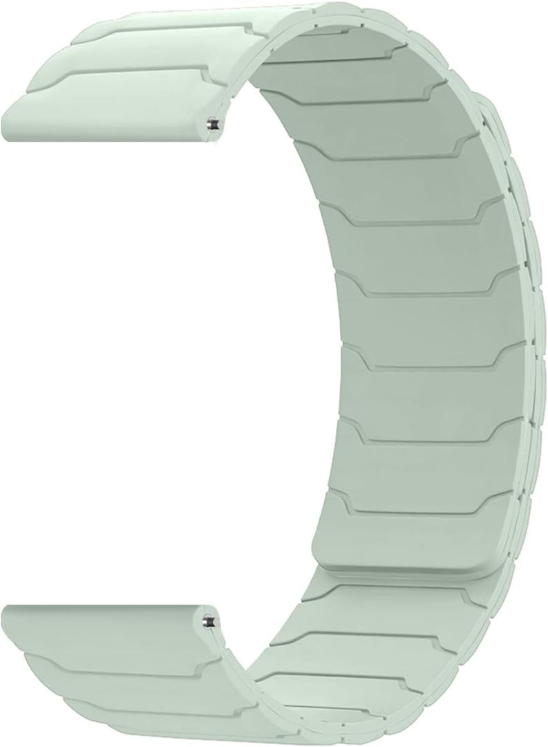 18mm Magnetic Silicone Bands for Garmin Venu 4/ 3S 41mm/ 2S/ Forerunner 265S/ 255S/ 255S Music, Waterproof Sport Replacement Straps Wristband for Garmin Vivoactive 4S 40mm/ 3S 39mm - Green