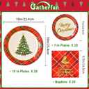 Gatherfun Christmas Party Supplies Christmas Tree Red Plaid Disposable Paper Dinner Plates Dessert Plates and Napkins for Party, Serve 20