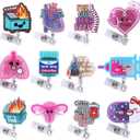 12 Pcs Cute Nurse Badge Reels Funny Acrylic Retractable Badge Holder with Alligator Clip Nurse, Cute Cool Id Tag Card Holder Clips for Doctor Student,Teacher,Work OfficeAccessories Bulk Gifts (Multicolour)