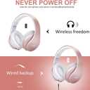 ZIHNIC Bluetooth Headphones Over-Ear, Foldable Wireless and Wired Stereo Headset Micro SD/TF, FM for Cell Phone,PC, Soft Earmuffs &Light Weight for Prolonged Wearing(Rose Gold)