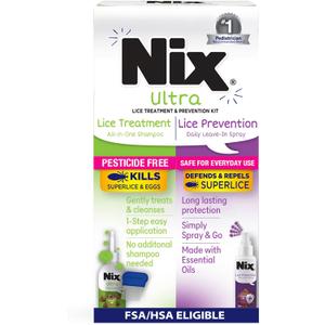Nix Lice Treatment & Prevention Kit, All-in-One Shampoo, 4 fl oz, with Lice Removal Comb and Lice Prevention Daily Leave-in Spray, 6 fl oz