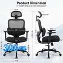 Ergonomic Office Desk Chair, High Back Breathable Mesh Computer Chair, 3D Lumbar Support, 2D Headrest & 3D Armrests, 300lbs Heavy Duty Task Chair for Home Office Work Gaming, Black, 20 inches x 10 inches x 20 inches