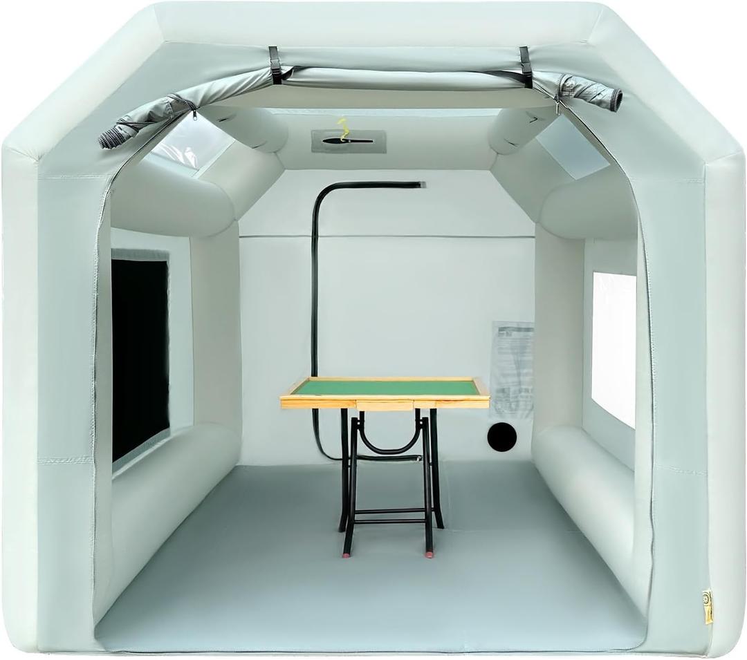 OZIS 10.8x8.2x7.2Ft Inflatable Paint Booth with Blower and Air Filter System Portable Paint Spray Booth for DIY Painting Car Truck Motorcycle Garage Furniture Parts Paint Renovation