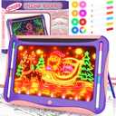 Magic LED Drawing Board for Kids, Girls Toys Age 6-8, Light Up Tracing Pad with 9 Double-Sided Cards, 6 Washable Markers, Arts & Crafts Kits Learning Toy Glow Up Doodle Board Christmas Birthday Gifts (Large, Pink)