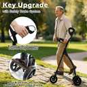 One-Handed Walking Cane with Wheel and Hand Brake, Aluminum Frame & 6" Wheels, Compact Folding Design for Stability Balance, One-Handed Walker Aid for Elderly