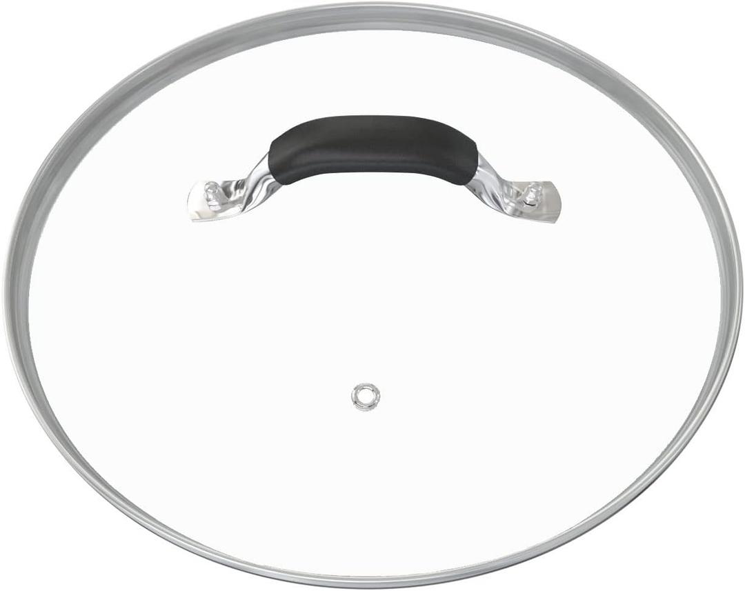 12 Inch Tempered Glass Pot Lid Compatible with 12 Lodge Cast Iron Skillets and 7 Quart Dutch Ovens - Designed with Steam Vent Hole and Heat Resistant Handle