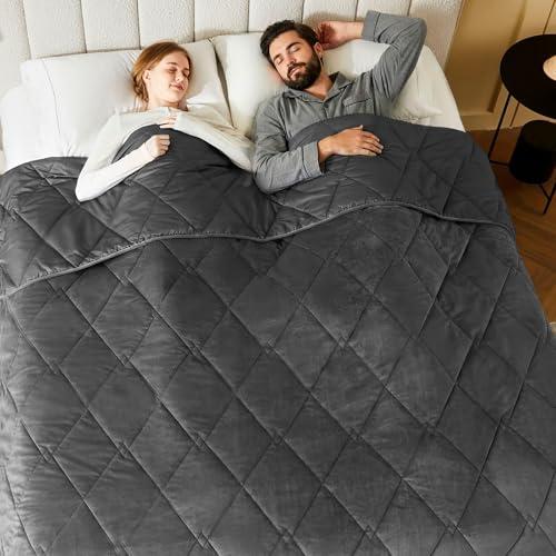 L'AGRATY King Size Weighted Blanket for Adults 30lbs, 88"x104" — Cooling Breathable Heavy Blanket with Glass Beads for Sleeping Perfect for Hot Sleepers & Couples Machine Washable All-Season Grey