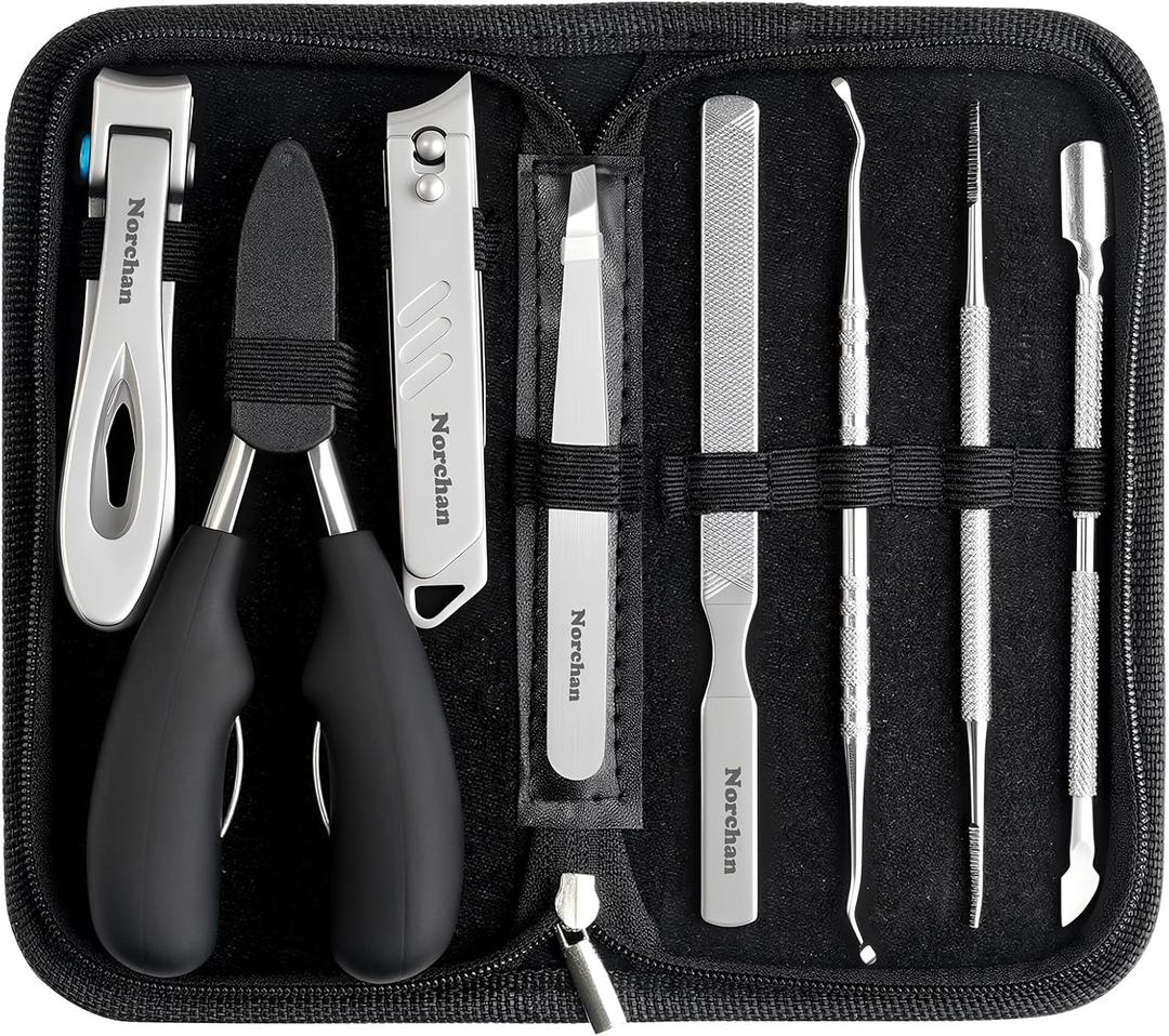 Nail Clippers Kit, 8-Piece Stainless Steel Toenail & Fingernail Clipper with Nail File & Cleaner, Precision Sharp Blade for Easy Clean Cut, Ideal for Men, Women, Seniors, Gift Pack