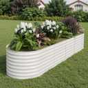 Fitenlor 2Pcs 8x2x2ft Raised Garden Bed,Galvanized Raised Planter Boxes Outdoor with Easy Assembly, Large Garden Bed for Vegetables, Fruits, Flower,Raised Garden Bed,Beige