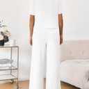 Tankaneo Womens Postpartum Maternity Pajamas 2 Piece Sets Rib Short Sleeve Nursing Tops and Elastic Waist Pants Loungewear (X-Large, White)