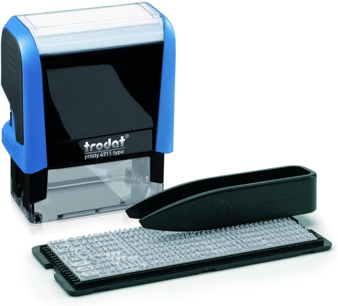 Trodat Printy 4911 DIY Self Inking Stamp,Blue Body - Black Ink,29x54x69mm