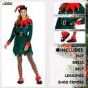 FantastCostumes Women Deluxe Christmas Elf Costume Adult Dark Green Medium