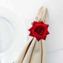 Handcraft Flower Napkin Rings Set of 12, Spring Flower Artificial Rose Napkin Rings for Wedding Birthday Party Banquet Spring Table Decor