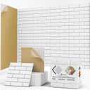 12Pack Acoustic Wall Panels, Self-Adhesive 3D Brick Pattern Sound Proof Panels for Walls, High Density Decorative Acoustic Foam Sound Proofing for Recording Studios, Office, Home, 12"12"0.4", White