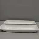 Ceramics Olive Plate Cheeses Plate, Olive Cookies Tray - Large, Chip Resistant, White Porcelain Olive Canoe, Dishwasher Safe, For Snacks, Appetizers 14 Inch (14 Inch Set of 2, White Single handle)