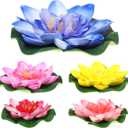 2 x 5pcs Summer Decor Lily Pads for Ponds, Artificial Lotus Fake Floating Lotus Flower Water Lily Pad Ornaments for Garden Pond Aquarium Pool Decoration 10cm