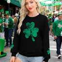 DUTUT St. Patrick's Day Sweatshirt Women Shamrock Shirt Lucky Clover Graphic Shirts Irish Casual Long Sleeve Tops (XXL)