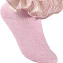 Yepami 4 Pairs Girls Ruffle Socks Big and Shimmering Lace Sock Ruffled Dress Socks for Girl Toddler (Pink, S)