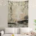 Shrahala Grey Art Watercolor Wall Tapestry, Brown Abstract Oil Wall Hanging Large Tapestry Decoration Polyester Fiber White Hem Around for Dorm Room Bedroom 82.7 x 59.1 in