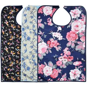 Celley 3 Pack Adult Bibs for Eating with Crumb Catcher Washable and Reusable Clothing Protectors for Elderly Women