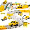 260 PCS Construction Race Tracks for Kids Toys, 2 Racing Cars, 4 Construction Cars, 1 Map & Flexible DIY Track Set, Engineering Toys for 3 4 5 6 Year Old Boys Girls