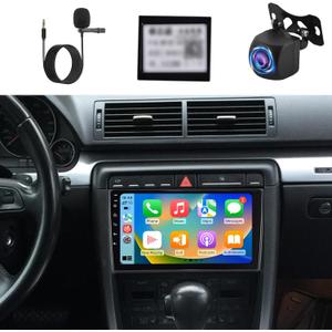 NHOPEEW [2+64G] Aftermarket Car Stereo for Audi A4 S4 RS4 2002-2008 - 9 inch HD Touchscreen Android Radio - Wireless Carplay and Android Auto, DSP, Mirror Link, WiFi, GPS, SWC + Canbus + Backup Camera