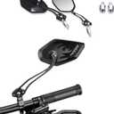 ASUBHA 2PCS Motorcycle Mirrors, Motorcycle Mirrors for Handlebar, Convex Handlebar Rear View Side Mirror with M8 M10 Bolt, Wide Angle Rear View Mirror Car Accessories for Scooter ATV UTV Dirt Bike