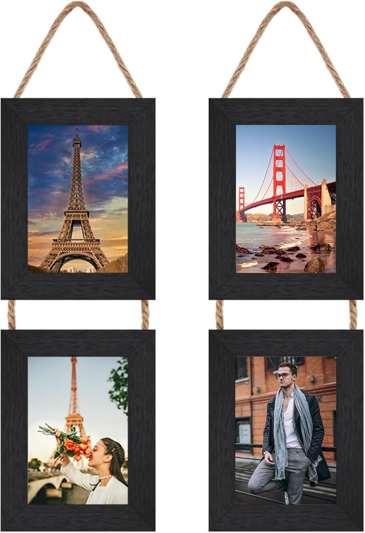 5x7 Wall Hanging Picture Frames Collage with 2 Opening Black Frames 2 Pack