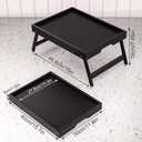 Fibogollo 2 Pack Bamboo Bed Tray Table with Folding Legs,Breakfast Trays,Serving Tray for Food and Snack,Laptop Trays for Working(Black)