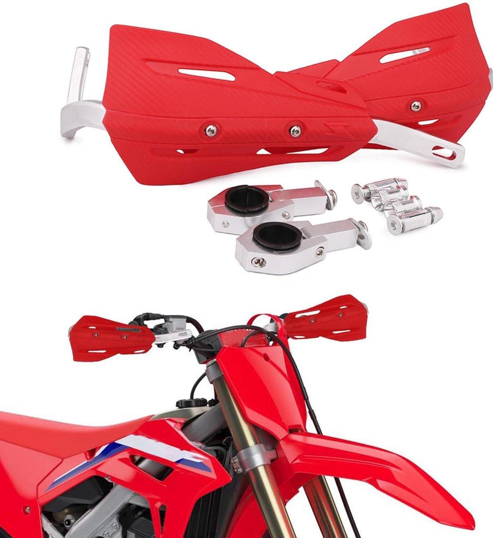 JFG RACING Dirt Bike Handguards,Motorcycle 7/8'' and 1 1/8'' Hand Guards Aluminum Universal for Dirt Pit Bike MX Motocross Supermoto Racing ATV Quad KAYO - Red