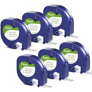 12 Pack Label Maker Refills White Paper Tape 91330 Replacement for Dymo LetraTag Refills 1/2" x 13' Label Tape 12mm Compatible with Dymo LetraTag 100H Plus LT-100T and LT-200B QX50 Label Maker, Pack Of 2