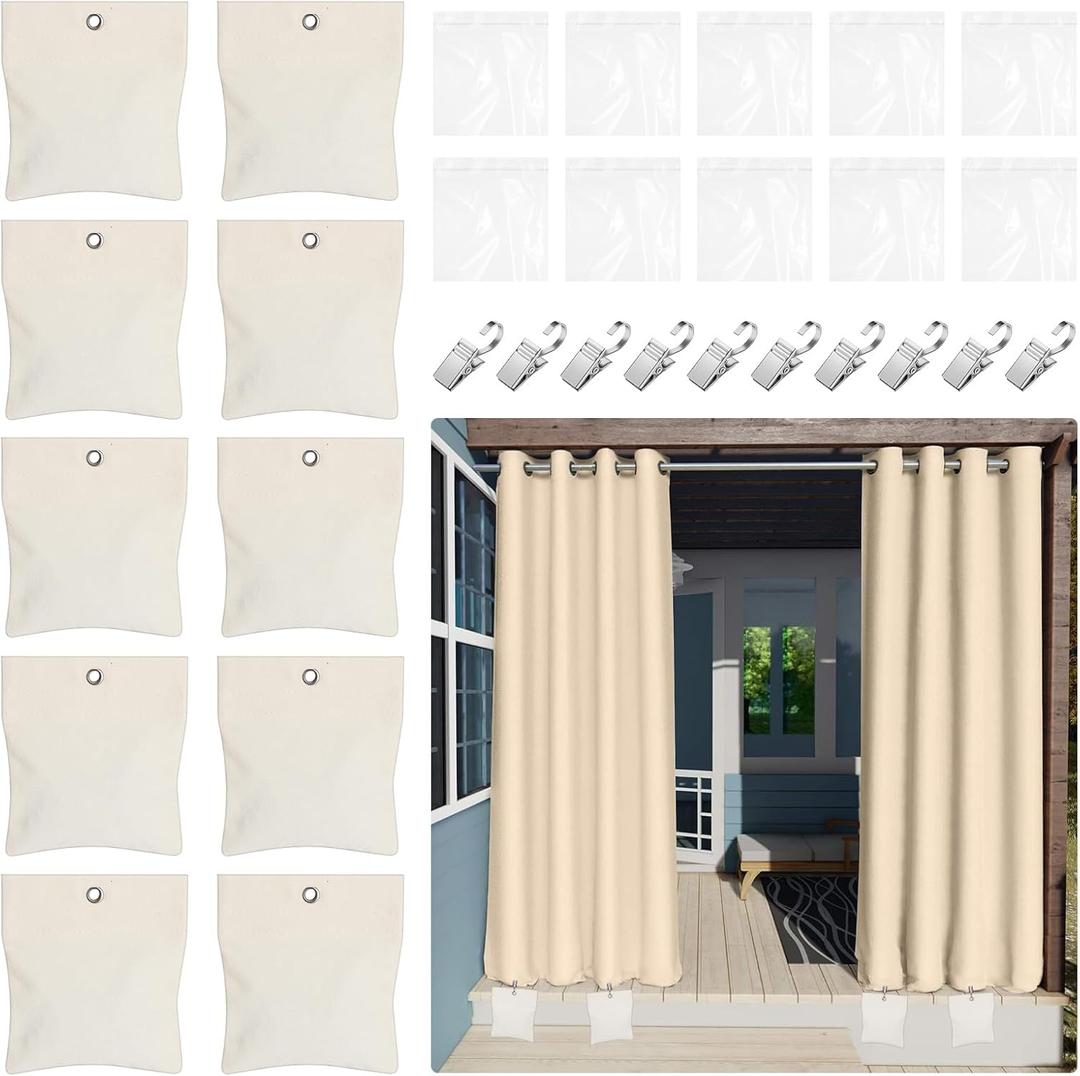 10 Pack Outdoor Curtain Weights Curtain Sandbag Weighted Bags Patio Curtain Weights Windproof Curtain Weights Bag Porch Curtain Weights for Pergola Cabana Gazebo Garden