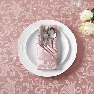 HommxJF 50 Pieces Scroll Damask Jacquard Satin Napkins Coral Gold Cloth Napkins 17 x 17 inch,Water Resistant Spillproof Dinner Napkins for Restaurant Weddings Party Dinner Decoration