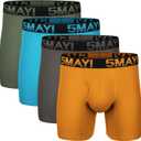 5Mayi Men's Underwear Boxer Briefs Cotton Regular Long Mens Boxer Briefs Underwear Men Pack Medium