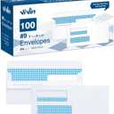 Vivin 100 No.9 Double Window Business Envelopes for Quickbooks Invoices and Business Statements, Flip and Seal Security-Tinted, Home & Office, 3-7/8 x 8-7/8 Inches, 24 LB, White
