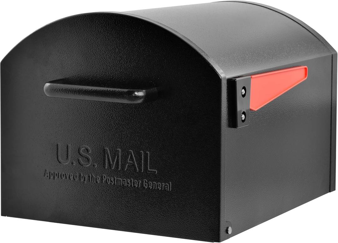 Mail Boss Orca XL Extra Large Steel Mailbox USPS Approved T4 Rural Mailbox Heavy-Duty Galvanized Steel, Powder-Coated, Non-Locking Design Model #7306, Black