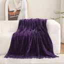 Puncuntex Deep Purple Throw Blanket 50"×60" inches Fuzzy 3D Jacquard Decorative Flannel Fleece Super Soft Plush Cozy Blanket for Couch Sofa Chair Lightweight