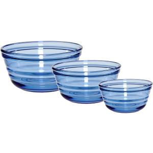 Anchor Hocking Ribbed Mixing Bowls (3-Piece, Coastal Blue Glass)