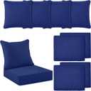 Tingjoo 4 Set 24x24x4 Inch Outdoor Chair Cushions Covers, Waterproof UV Resistant Patio Cushion Replacement Seat Slipcovers, and 24 x 20 Back Covers with Zipper for Furniture, Deep Seat Sofa (Navy)
