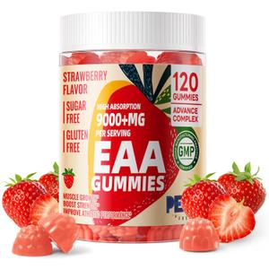 2 x Pets Purest EAA Gummies 120 Gummies (Strawberry), Essential Amino Acids - All 9 Essential Aminos (EAA) and All Branched-Chain Aminos (BCAAs), Non-GMO, Gluten Free, Vegetarian Friendly
