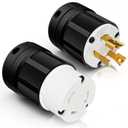 NEMA L5-30P Locking Plug and L5-30R Locking Connector Set, Generator Twist Lock Adapter Male Plug, 30 Amp, 125 Volt, 2 Pole, 3 Wire Grounding, Heavy Duty Industrial Grade