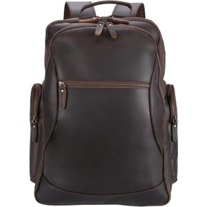 STAR VISTA Nettuno 17.3" X-Large Vintage Travel Leather Laptop Backpack for Men, Multi Pockets, Casual Outdoor Business Rucksack, 32L Capacity, YKK Zippers
