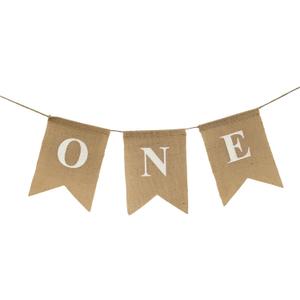 Rustic ONE Banner for 1st Birthday  Burlap High Chair Sign, Pre-Assembled Party Decoration for Baby Boy or Girl by WH SIGNATURE