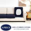 LA MEACK Couch Cushion Covers Seat Cushion Cover Stretch Couch Cover Separate Sectional Sofa Slipcovers Furniture Protector(3 Pieces for Seat or Sofa Backrest, Navy)